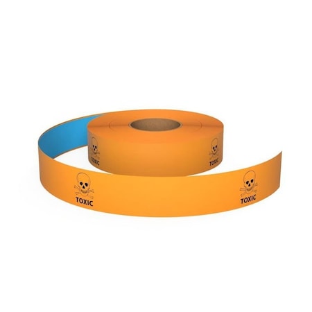 Ergomat Durastripe In-Line Printing 2in x 50ft Orange - TOXIC Skull & Crossbones DSIL250-O-TOXIC